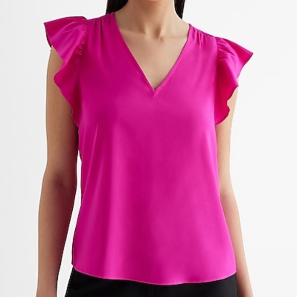Express V-Neck Ruffle Sleeve Gramercy Top - Picture 1 of 3